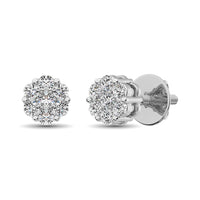 Thumbnail for 14K White Gold 7/8 Ct.Tw. Diamond Flower Studs Earrings