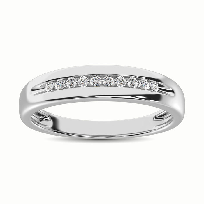 10K White Gold 1/20 Ct.Tw. Diamond Mens Band