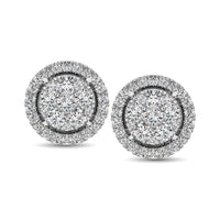 Thumbnail for 14K White Gold 1 Ct.Tw. Diamond Flower Stud Earrings