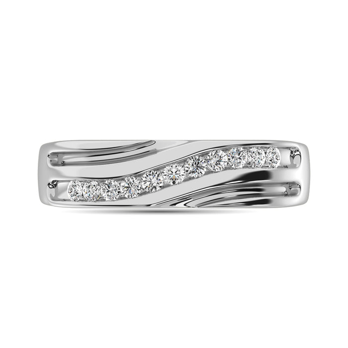 Diamond 1/4 Ct.Tw. Mens Machine Band in 10K White Gold