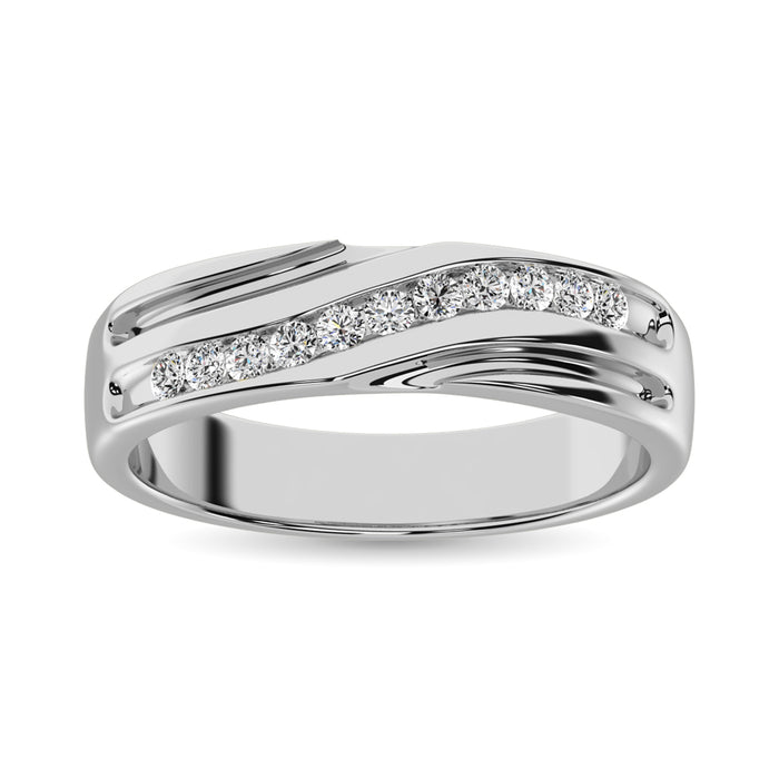 Diamond 1/4 Ct.Tw. Mens Machine Band in 10K White Gold