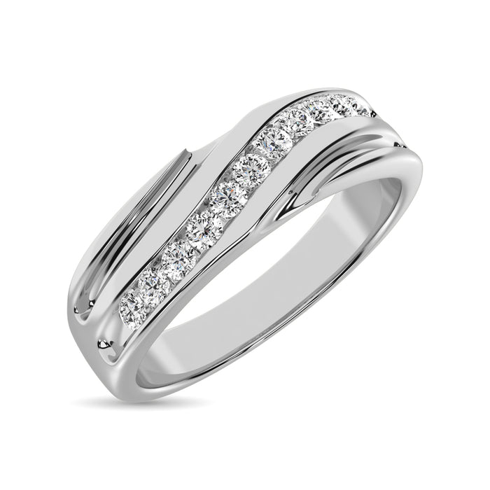 Diamond 1/4 Ct.Tw. Mens Machine Band in 10K White Gold