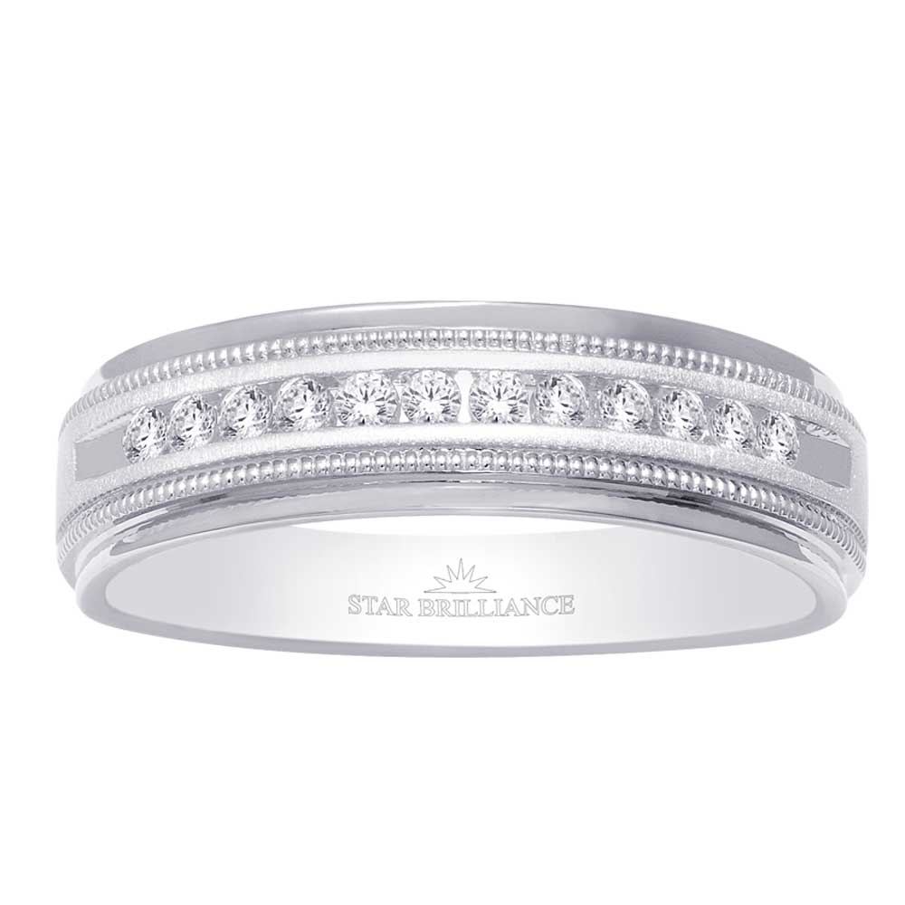 10K White Gold 1 Ct.Tw. Diamond Mens Machine Band