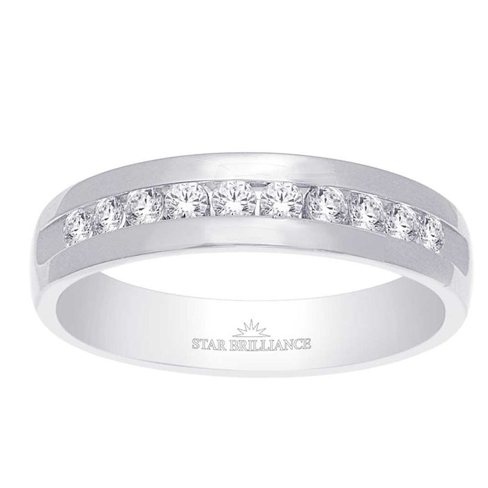 10K White Gold 1/2 Ct.Tw. Diamond Mens Machine Band