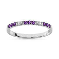 Thumbnail for 14K White Gold 1/4 Ctw Amethyst 9 & Diamond 4 Machine Band