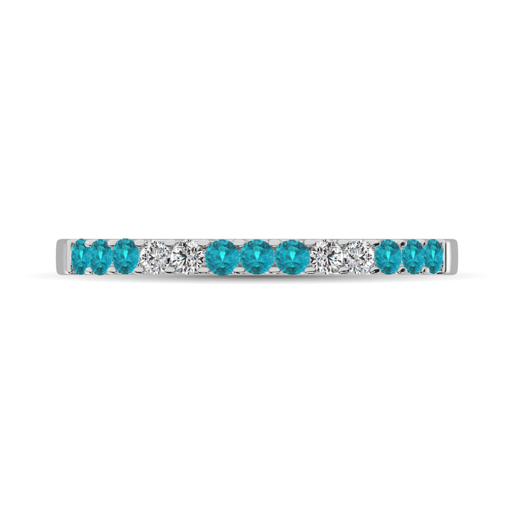 Aqua Marine 1/4 Ct.Tw. Ladies Wedding Band in 10K White Gold