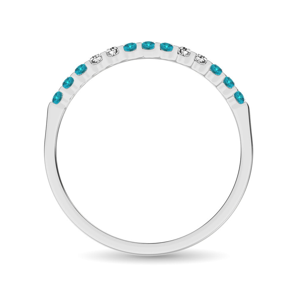 Aqua Marine 1/4 Ct.Tw. Ladies Wedding Band in 10K White Gold