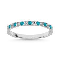 Thumbnail for 14K White Gold 1/4 Ct.Tw. Alternate Diamond And Aqua Marine Machine Band