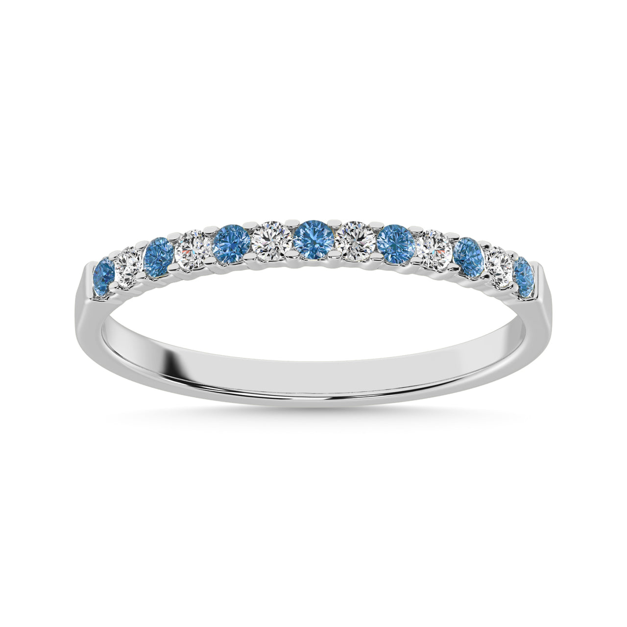 14K White Gold 1/5 Ctw White & Blue Diamond Machine Band