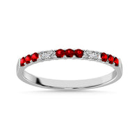 Thumbnail for 14K White Gold 1/4 ct tw  Alternate 9 Garnet and 4 Diamond Machine Band