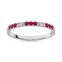 Thumbnail for 14K White Gold 1/4 Ct.Tw. Alternate Diamond 4 And Pink Sapphire 9 Machine Band