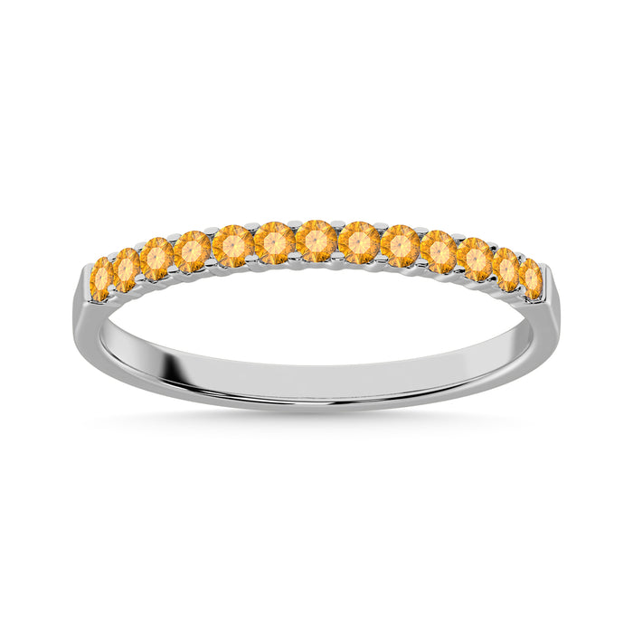 Yellow Sapphire 1/4 Ct.Tw. Ladies Machine Band in 14K White Gold