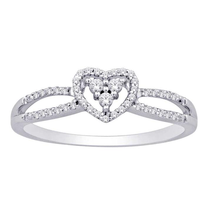 10K White Gold 1/6 Ct.Tw. Diamond Heart Ring