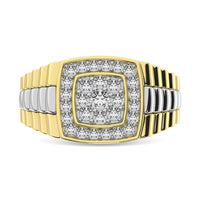 Thumbnail for 10K Yellow Gold with Accent of 10K White Gold 3/4 Ct.Tw. Diamond Mens Fashion Ring