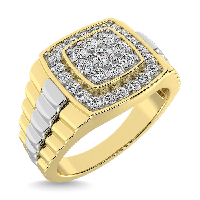 10K Yellow Gold with Accent of 10K White Gold 3/4 Ct.Tw. Diamond Mens Fashion Ring