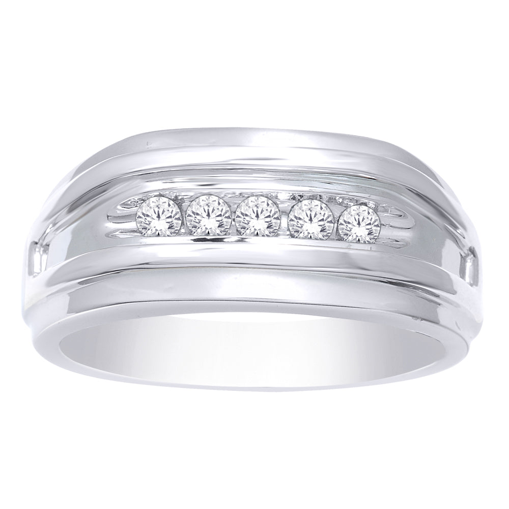 10K White Gold 1/4 Ct.Tw. Diamond Mens Band