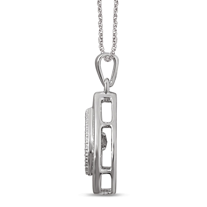 Sterling Silver Moving Diamond Accent Fashion Pendant