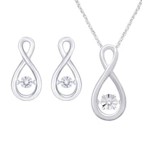 Thumbnail for Sterling Silver Moving Diamond Accent Pendant & Earrings Set