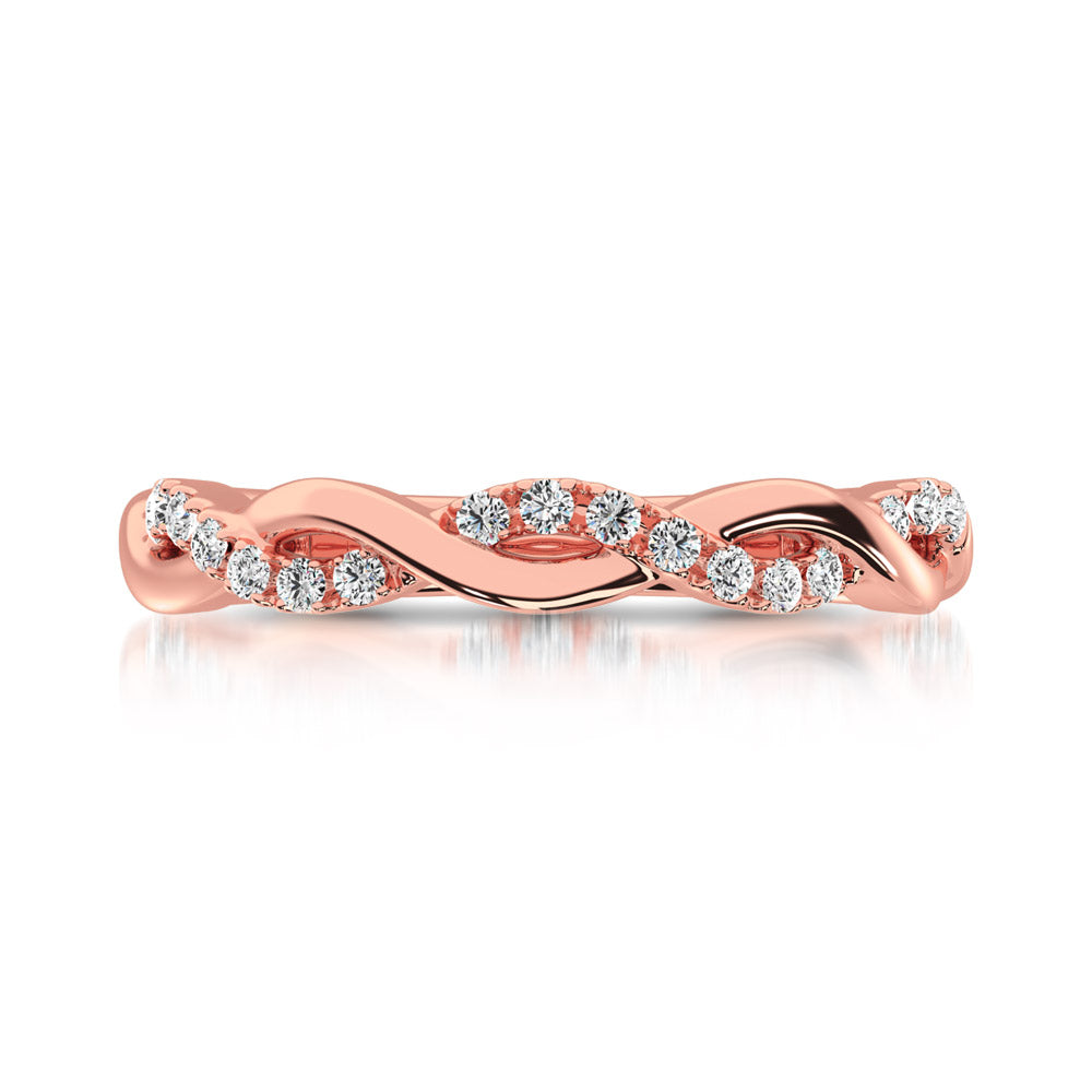 14K Rose  Gold 1/20 Ct.Tw.Diamond Wedding Band