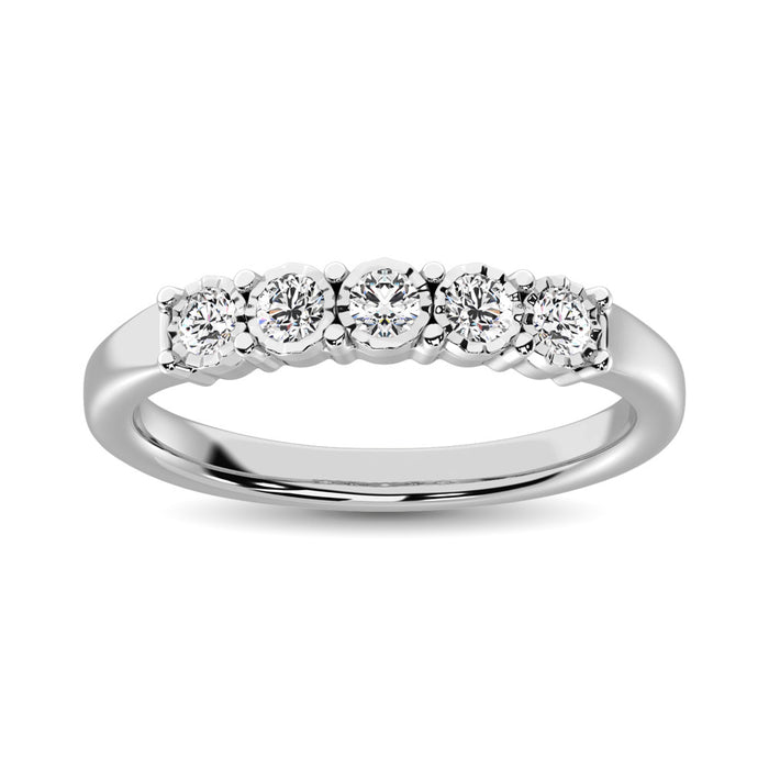 Diamond 1/4 Ct.Tw. 5 Stone Band in 10K White Gold