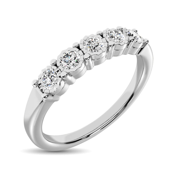 Diamond 1/4 Ct.Tw. 5 Stone Band in 10K White Gold