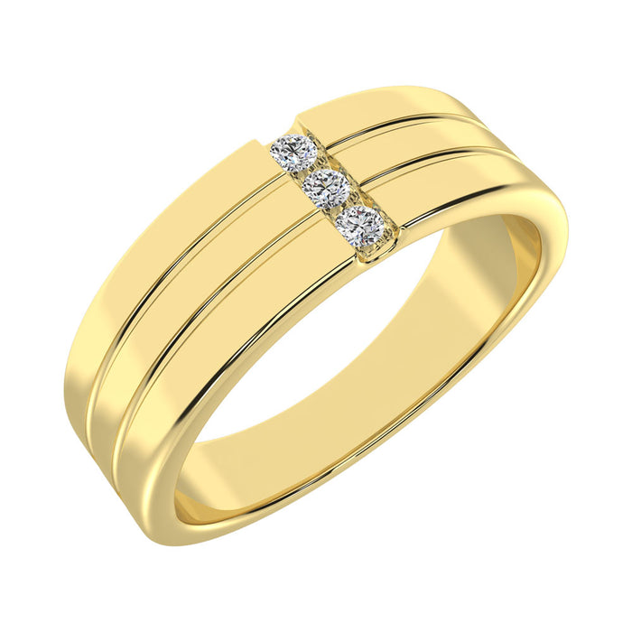 Diamond 1/10 Ct.Tw. Mens Machine Band in 10K Yellow Gold