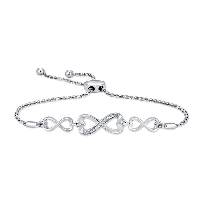 Sterling Silver Diamond Accent Bolo Bracelet