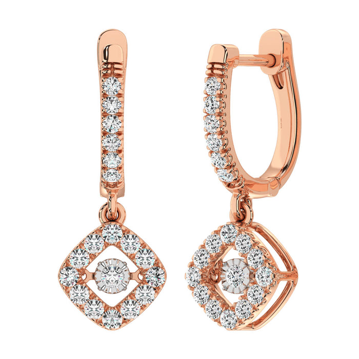 Diamond 5/8 Ct.Tw. Shimmering Hoop Earrings in 14K Rose Gold