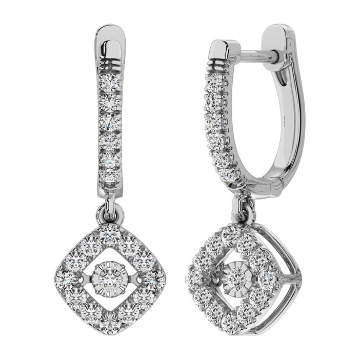 Diamond 5/8 Ct.Tw. Shimmering Hoop Earrings in 14K White Gold