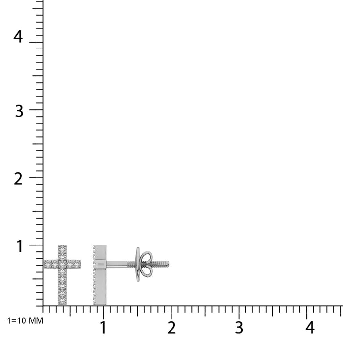 10K White Gold Diamond Accent Cross Earrings