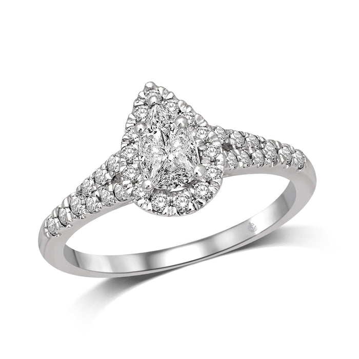 Lovecuts 14K White Gold 9/10 Ct.Tw.Diamond Engagement Ring