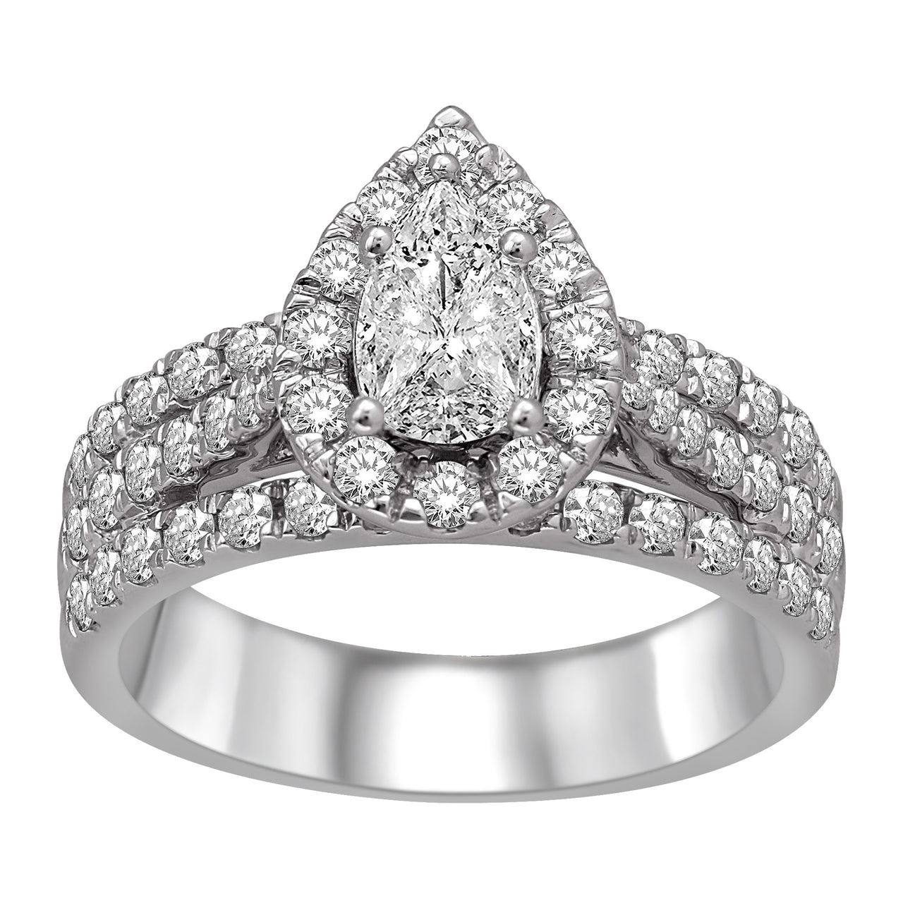 Lovecuts 14K White Gold 1 1/2 Ct.Tw.Diamond Engagement Ring