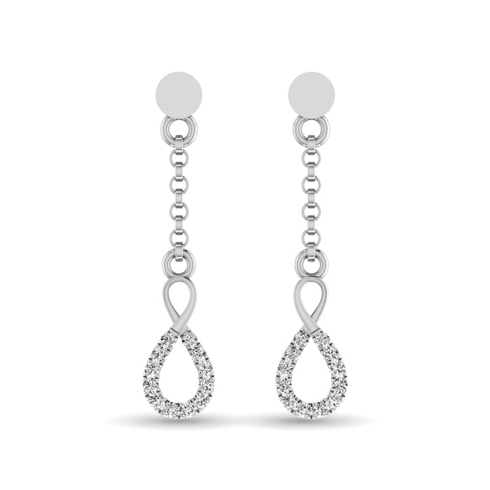 10K White Gold 1/10 Ct.Tw.Diamond Infinity Earrings