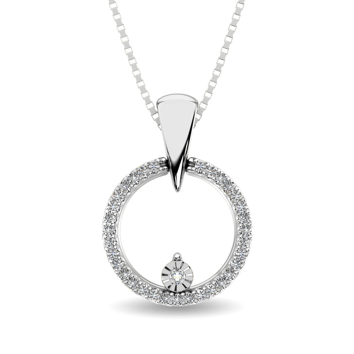 10K White Gold 1/10 Ct.Tw.Diamond Circle Pendant