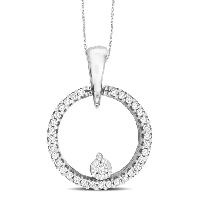 10K White Gold 1/10 Ct.Tw.Diamond Circle Pendant