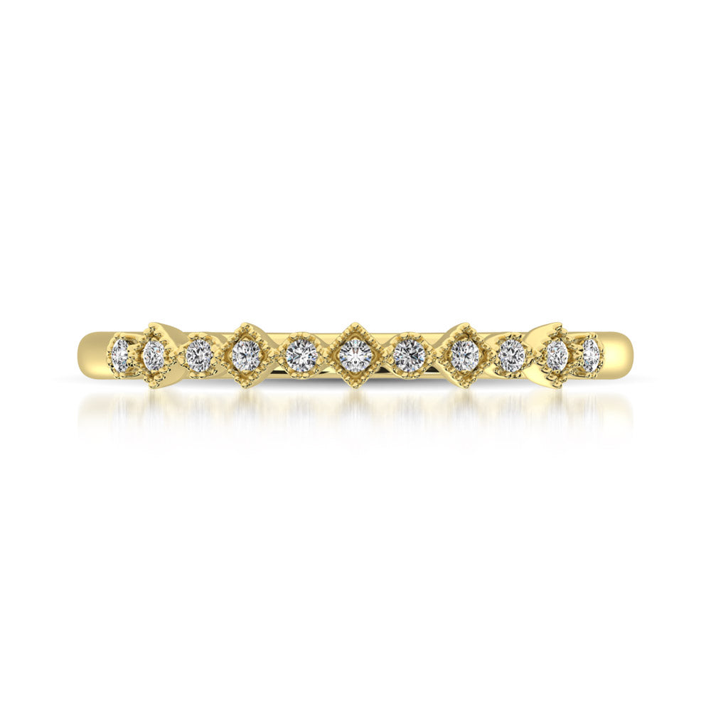 14K Yellow Gold 1/20 Ctw Diamond Stackable Band