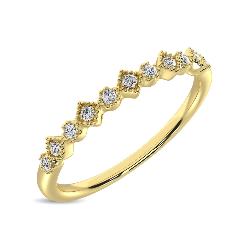 14K Yellow Gold 1/20 Ctw Diamond Stackable Band