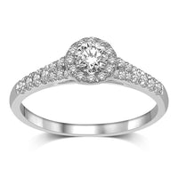 Thumbnail for 14K White Gold 1/2 Ct.Tw.Diamond Halo Engagement Ring