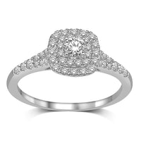 Thumbnail for 14K White Gold 1/2 Ct.Tw.Diamond Halo Engagement Ring