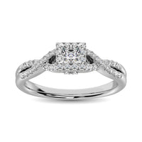 Thumbnail for 14K White Gold 1/2 Ct.Tw.Diamond Halo Engagement Ring