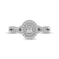 Thumbnail for 14K White Gold 1/2 Ct.Tw.Diamond Halo Engagement Ring