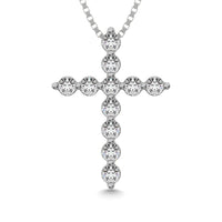 Thumbnail for 14K White Gold 1/5 Ct.Tw.Diamond Cross Pendant