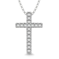 Thumbnail for Classic Diamond Cross Pendant 1/10 Ct.Tw. In 10K White Gold