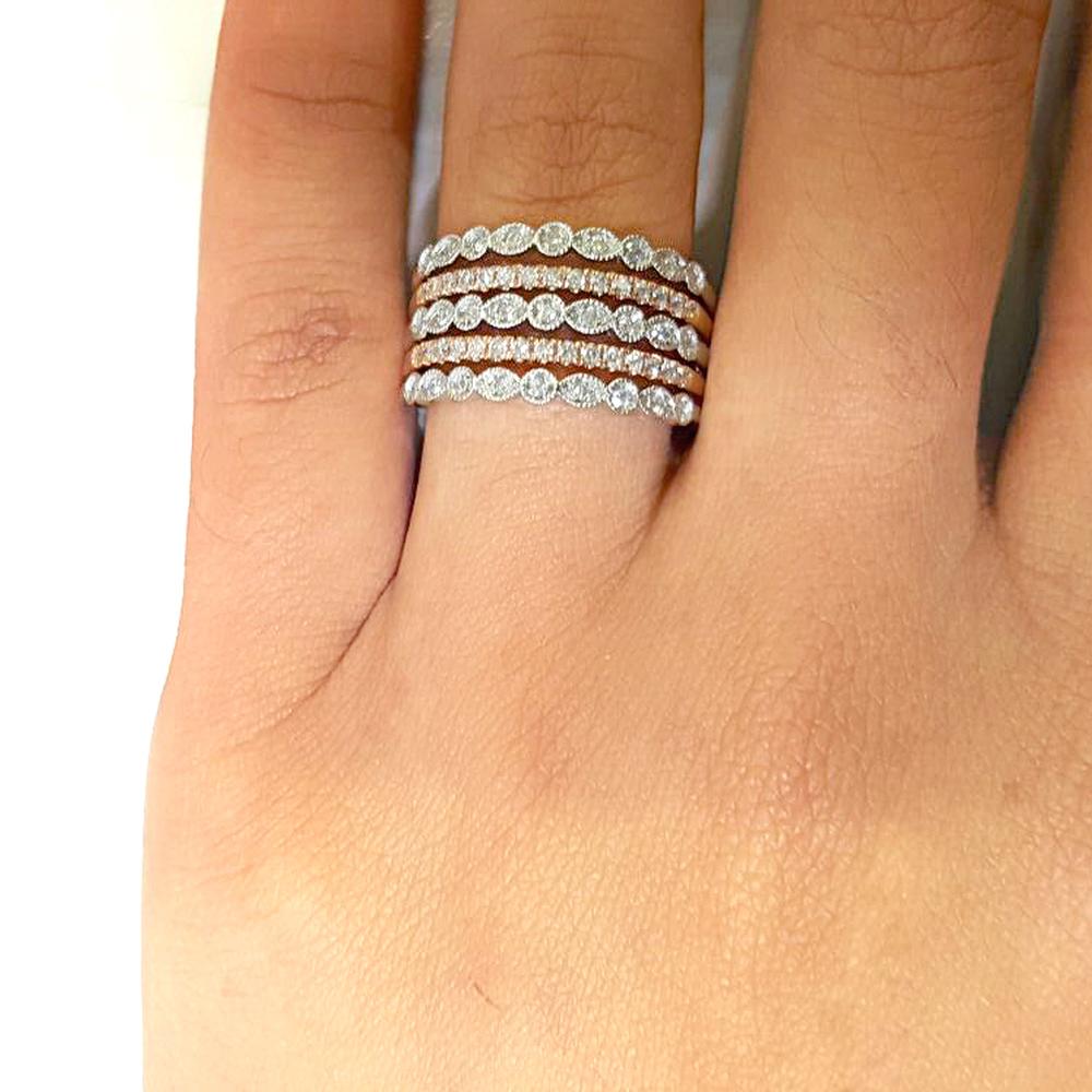 14K White Gold 1/20 Ct.Tw.Diamond Stackable Band