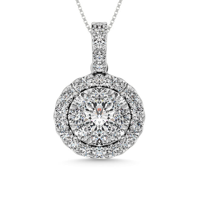 14K White Gold 1 Ctw Diamond Fashion Pendant