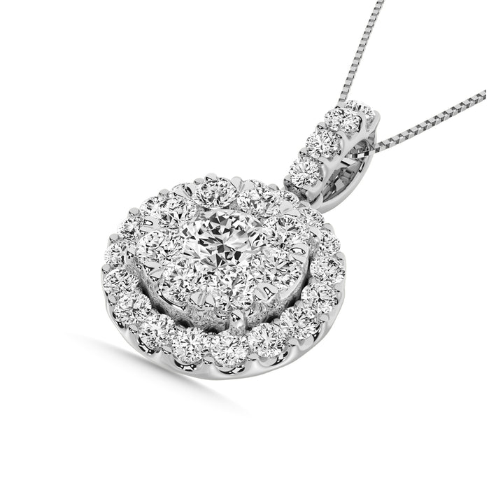 14K White Gold 1 Ctw Diamond Fashion Pendant