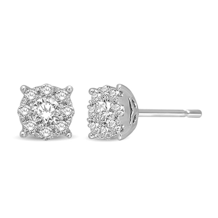 14K White Gold 1 Ctw Diamond Drop Earrings