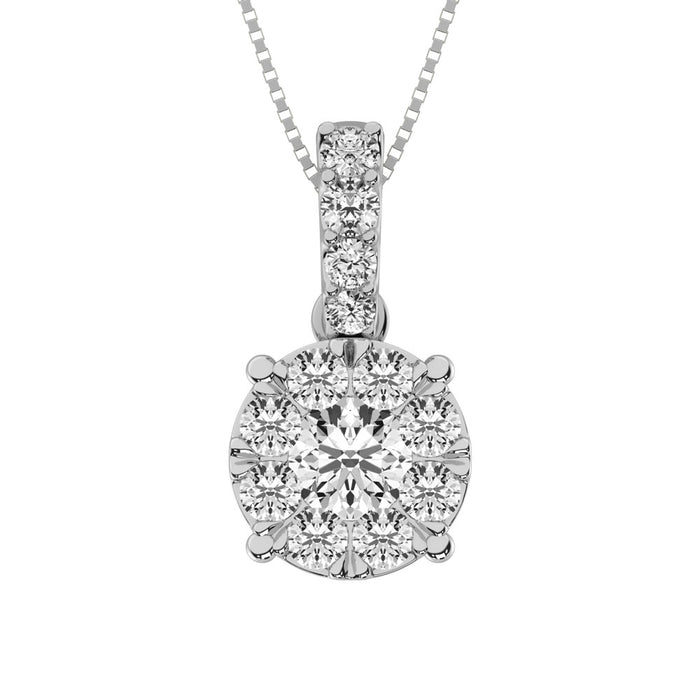 14K White Gold 1 1/2 Ctw Diamond Fashion Pendant