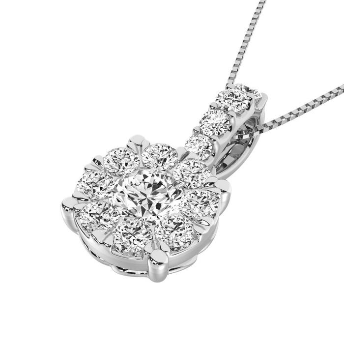 14K White Gold 1 1/2 Ctw Diamond Fashion Pendant