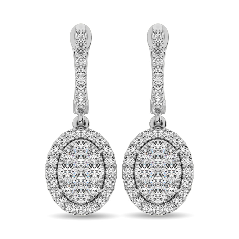 14K White Gold 2 Ctw Diamond Drop Earrings